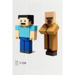 Minecraft Steve ve Köylü Villager Set Hareketli Eklemli Figür - Kahverengi