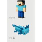 Minecraft Steve ve Mavi Aksolotl Axolotl Set Hareketli Eklemli Figür