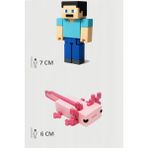 Minecraft Steve ve Pembe Aksolotl Axolotl Set Hareketli Eklemli Figür