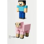 Minecraft Steve ve Pembe Koyun Sheep Set Hareketli Eklemli Figür