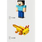 Minecraft Steve ve Sarı Aksolotl Axolotl Set Hareketli Eklemli Figür