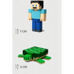 Minecraft Steve ve Turtle Kaplumbağa Set Hareketli Eklemli Figür - Koyu Yeşil