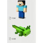 Minecraft Steve ve Yeşil Aksolotl Axolotl Set Hareketli Eklemli Figür
