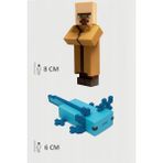 Minecraft Villager Köylü ve Mavi Aksolotl Axolotl Set Hareketli Eklemli Figür