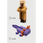 Minecraft Villager Köylü ve Mor Aksolotl Axolotl Set Hareketli Eklemli Figür