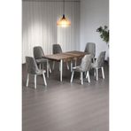 Minel Açılabilen Metal Ayak MDF Mutfak Masası Takımı 6 Cappucino Sandalye 80 x 132