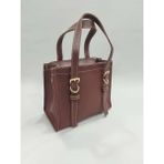 Minel Fashion Kadın Bordo Kemer ve Dikiş Detaylı Fermuar Kapamalı Tote Omuz ve Çapraz Çanta - 23*19*10
