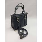 Minel Fashion Kadın Siyah Kemer ve Dikiş Detaylı Fermuar Kapamalı Tote Omuz ve Çapraz Çanta - 23*19*10