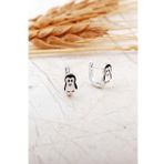 Mineli Penguen Rodyumlu Gümüş Çocuk Küpe 7298