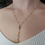 Mineli Salkımlı Altın Dorika Kolye