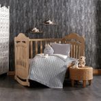 Minelya Home Collection 4 Parça Patik Armağanlı %100 Pamuk Triko Battaniyeli ve Armut Yastıklı Lilya Bebek Uyku Seti - 100 x 150 cm - Gri
