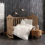 Minelya Home Collection 4 Parça Patik Armağanlı %100 Pamuk Triko Battaniyeli ve Armut Yastıklı Lilya Bebek Uyku Seti - 100 x 150 cm - Krem