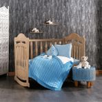 Minelya Home Collection 4 Parça Patik Armağanlı %100 Pamuk Triko Battaniyeli ve Armut Yastıklı Lilya Bebek Uyku Seti - 100 x 150 cm - Mavi