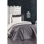 Minelya Home Collection 5 Parça Pamuklu, Pike Yatak Örtülü Bella Antrasit Gri Tek Kişilik Nevresim Takımı