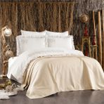 Minelya Home Collection 7 Parça Pike Yatak Örtülü Fil Desenli Pamuk Amazon Fırfırlı Nevresim Takımı - 200 x 220 cm - Bej