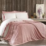 Minelya Home Pamuklu 7 Parça Triko Battaniyeli Sonbahar Nevresim Takımı Pudra - 200 x 220 cm