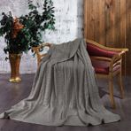 Minelya Home Triko Örgü Battaniye 220X240 cm Çift Kişilik Büyük Boy - Gri - 220 x 240 cm