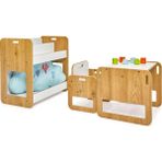 Minera 0-18 Ay Serçe Model Çocuk Çalışma Oyun Masa Sandalye ve Kitaplık Seti - Naturel Ahşap