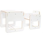 Minera 2-4 Yaş Kumru Model Ahşap Montessori Aktivite Oyun Çalışma Masa Ve Sandalye Seti (1 Masa + 1 Sandalye) / Beyaz