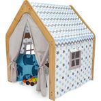Minera 3-6 Yaş Ahşap Montessori Çocuk Oyun Evi / Çadırı / Naturel Mavi / Kızılderili