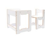 Minera 4-6 Yaş Martı Model Ahşap Montessori Aktivite Çalışma Masa Ve Sandalye Seti (1 Masa + 1 Sandalye) / Beyaz