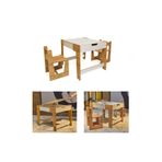 Minera Anka 0-6 Yaş Ahşap Montessori Aktivite Oyun ve Çalışma Masa Sandalye Seti (1 Masa+2 Sandalye)