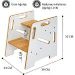 Minera Çocuk / Yetişkin Montessori Ahşap Basamak Yükseltici Tabure Mutfak Taburesi / Beyaz + Naturel