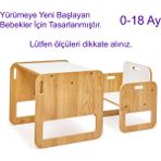 Minera Serçe Model 0-18 Ay Yenidoğan Ahşap Montessori Aktivite Masa ve Sandalye Seti (1 Masa + 1 Sandalye) - Kahverengi
