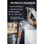 Mineralli Filtreli Duş Başlığı Paslanmaz Çelik Duş Hortumu Seti, Yüksek Basınçlı Su Tasarruflu El Duşu, Kireç Önleyici Banyo Aksesuarı,