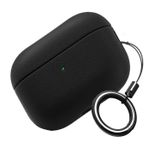 Minesk Airpods 3. Nesil ile Uyumlu Leather Skin Serisi Parmak İzi Tutmayan Dış Yüzeye Sahip ve Mükemmel Koruma Sağlayan Orta Sertlikte Silikon Kılıf (Siyah, Airpods 3)
