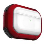 Minesk Airpods Pro 2 için Armor Serisi Darbelere Karşı Ultra Güçlü Koruma Fiber Karbon Arka Tasarım Airpods Kılıfı (Kırmızı Şeffaf, Airpods Pro 2)
