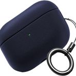 Minesk Airpods Pro 3 ile Uyumlu Leather Skin Parmak izi Tutmayan ve Çizilmeyen Dış Yüzeye Sahip Mükemmel Koruma Sağlayan Orta Sertlikte Silikon Kılıf (Lacivert, Airpods Pro 3. Nesil 2025)