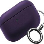 Minesk Airpods Pro 3 ile Uyumlu Leather Skin Parmak izi Tutmayan ve Çizilmeyen Dış Yüzeye Sahip Mükemmel Koruma Sağlayan Orta Sertlikte Silikon Kılıf (Mor, Airpods Pro 3. Nesil)