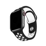 Minesk Apple Watch Delikli Silikon 38-40 mm Beyaz - Siyah Kordon Kayış