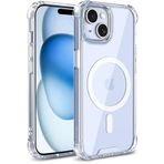 Minesk iPhone 13-14 için MagShield Serisi MagSafe ile Uyumlu Köşe Korumalı Şeffaf Hybrid Kılıf Ultra Güçlü Manyetik Çember ve Kristal Berraklığında Materyal Premium Kalite Kılıf (13-14)