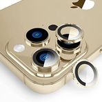 Minesk iPhone 13 Pro 13 Pro Max Uyumlu Alüminyum Çerçeveli Gold Kırılmaz Cam Kamera Lens Koruyucu