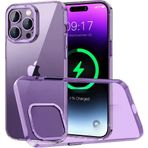 Minesk İphone 14 Pro ile Uyumlu Crystal Clear Ultra Şeffaf Polikarbonat Dış Gövde Kamera Çerçevesi ve Tuşları Metal Sararmayan Premium Sert Kılıf (Derin Mor)