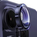 Minesk iPhone 15 Pro - 15 Pro Max / 14Pro - 14ProMax Modellerinin Tümüne Uyumlu Alüminyum Alaşım Çerçeveli ve 9H Sertliğinde Temperli Camlı Lens Koruyucu (Safir Mor)