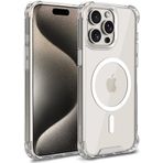 Minesk iPhone 15 Pro için MagShield Serisi MagSafe ile Uyumlu Köşe Korumalı Şeffaf Hybrid Kılıf Ultra Güçlü Manyetik Çember ve Kristal Berraklığında Materyal Premium Kalite Kılıf (15 Pro)