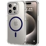 Minesk iphone 15 Pro Max için Ultimate Serisi Magsafe ile uyumlu Kesinlikle Sararmayan Ultra Şeffaf Kristal Berraklığında Akrilik Sert Kılıf Metal Tuşlar ve Güçlü Manyetik Kılıf (Mavi)