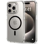 Minesk iphone 15 Pro Max için Ultimate Serisi Magsafe ile uyumlu Kesinlikle Sararmayan Ultra Şeffaf Kristal Berraklığında Akrilik Sert Kılıf Metal Tuşlar ve Güçlü Manyetik Kılıf (Siyah)