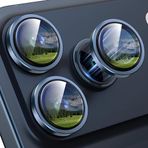 Minesk iPhone 16 Pro-16 Pro Max ve 17 Pro-17 Pro Max ile Uyumlu Alüminyum Alaşım Çerçeveli ve 9H Sertliğinde Temperli Camlı Lens Koruyucu (Lacivert, Lens Glass)
