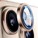 Minesk iPhone 16 Pro ve 16 Pro Max ile Uyumlu Kolay Kurulum Aparatlı Alüminyum Alaşım Çerçeveli ve 9H Sertliğinde Temperli Camlı Lens Koruyucu (Çöl Titantum, Lens Glass)