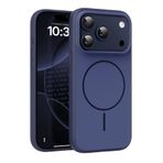 Minesk iPhone 17 Pro için Güçlü Magsafe ile Uyumlu Kılıf Metal Tuşlu Çizilmelere ve Soyulmalara Karşı Dayanıklı Materyal, Konforlu Tutuş Sağlayan Dokulu Kenarlara Sahip Koruyucu (Lacivert, 17 Pro)