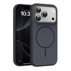 Minesk iPhone 17 Pro için Güçlü Magsafe ile Uyumlu Kılıf Metal Tuşlu Çizilmelere ve Soyulmalara Karşı Dayanıklı Materyal, Konforlu Tutuş Sağlayan Dokulu Kenarlara Sahip Koruyucu (Siyah, 17 Pro)