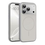 Minesk iPhone 17 Pro Max için Magsafe ile Uyumlu Kılıf Metal Tuşlu Çizilmelere ve Soyulmalara Karşı Dayanıklı Materyal, Konforlu Tutuş Sağlayan Dokulu Kenarlara Sahip Koruyucu (Gri, 17 Pro Max)