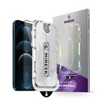 Minesk MAGIC GLASS iPhone 12 PRO MAX için Otomatik Hizalama Aparatlı Ekran Koruyucu (Güçlendirilmiş Temperli Cam) Takılırken Toz Toplama Özellikli (12 PRO MAX)