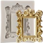 MINFEIDMS Fotoğraf Çerçevesi Fondan Kalıpları Resim Çerçevesi Silikon Kalıp Vintage Çerçeve Şekilleri Pasta Süslemek için Cupcake Tepsisi Çikolata Çiçek Macunu Şeker Polimer Kil