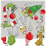 MINFEIDMS Mutlu Noeller Silikon Kalıplar Noel Ağacı Komik Karikatür Karakter Fondan Kalıplar Yeşil El Kalıpları Noel Kış Parti Pasta Dekorasyonu Cupcake Topper Candy Polimer Kil Çikolata