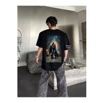 Minga London Siyah Batman Sırt Baskılı Oversize Unisex T-shirt -mingalondon